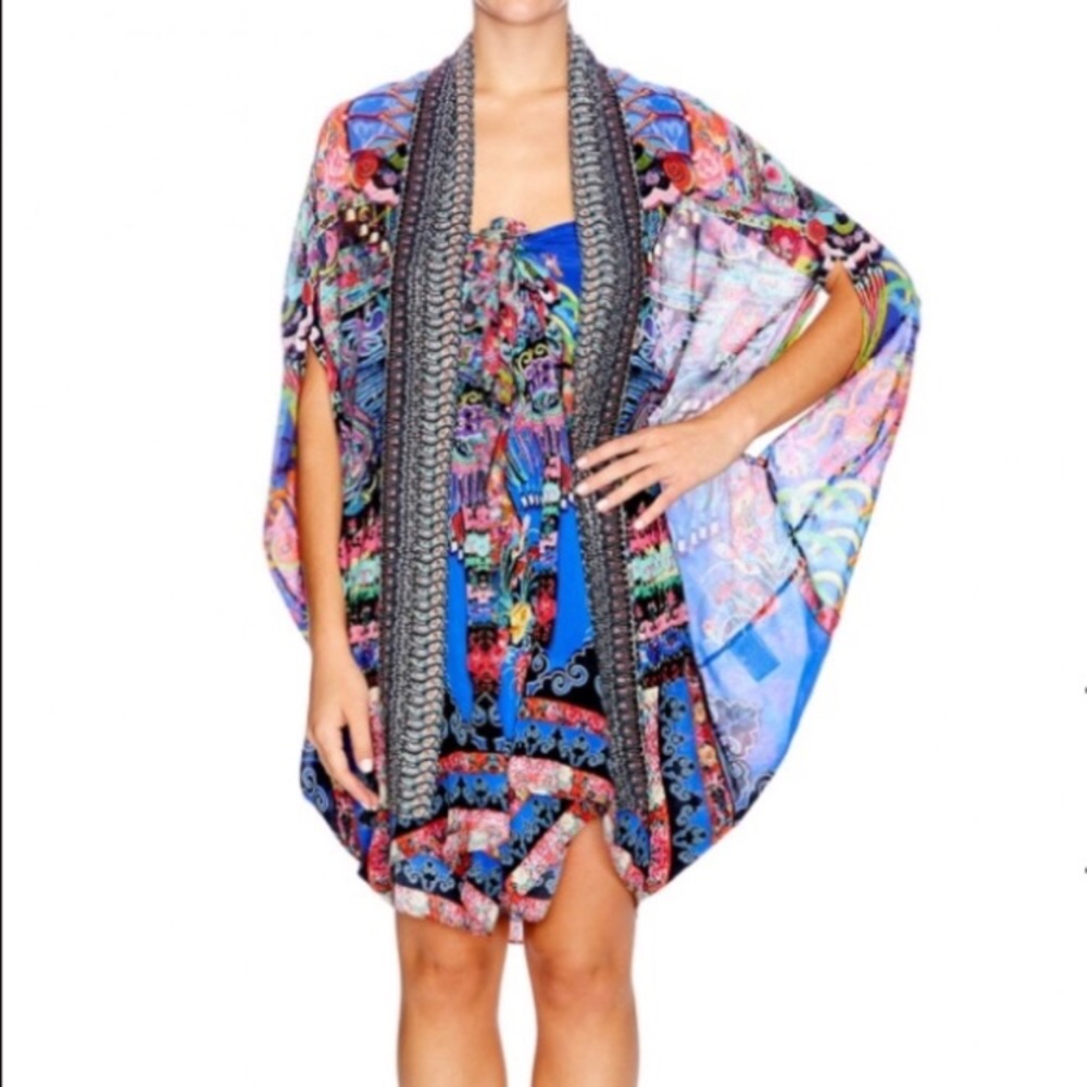 CAMILLA OPEN FRONT EMBELLISHED COVERUP. 0S.  Tags